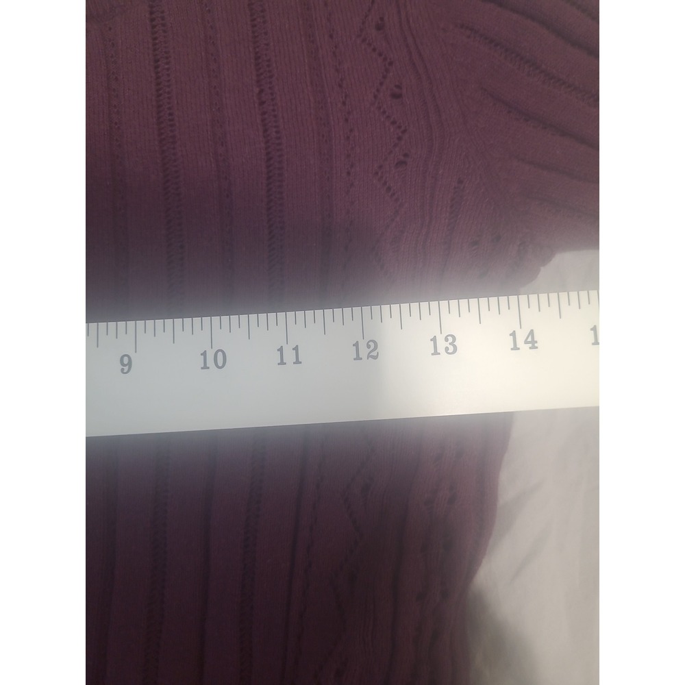 American Eagle women SZ S Short sleeve ribbed knit burgandy button front sweater - Picture 7 of 12